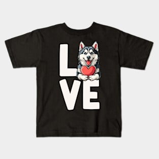 Love Siberian Husky Kids T-Shirt